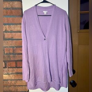 J Jill Wool Blend Purple One Button Cardigan Medium